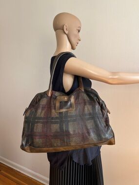 NUMERO 10 Monzeglio Bag 100% Leather Plaid Handmade in Italy